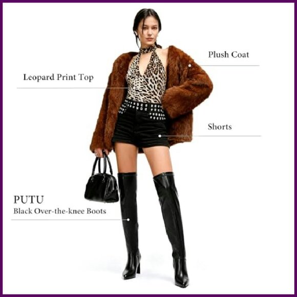 Thigh High Boots Pointed Toe Over Knee Chunky Heel Party Date - Picture 7 of 8